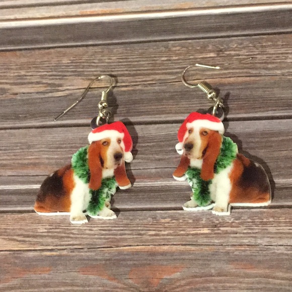 Christmas Hound Acrylic Earrings - Picture 2 of 5